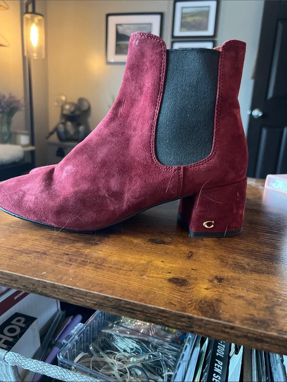 Coach Burgundy Suede Bootie